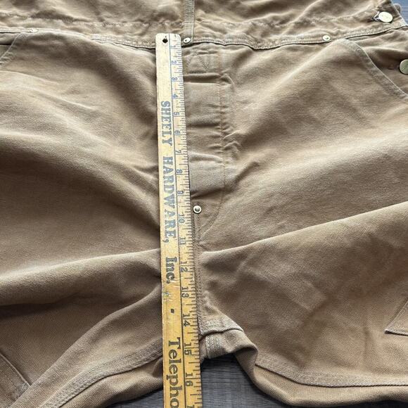 Carhartt Mens 42X32 Brown Double Knee Overalls Bib Workwear Carpenter USA *READ - Picture 14 of 16